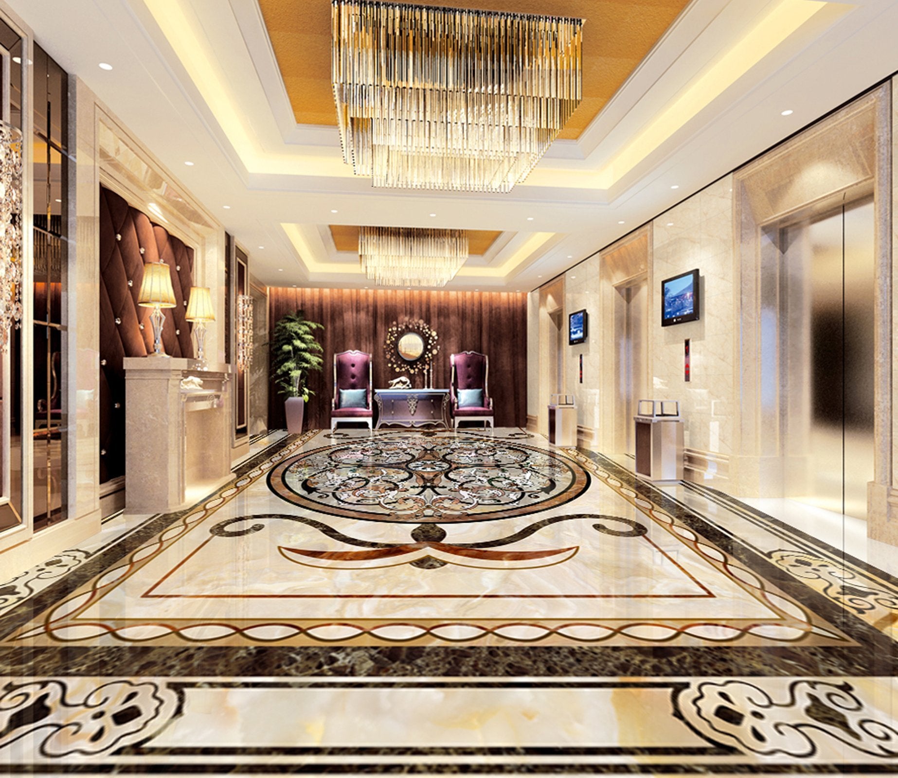 3D Black Marble Pattern WG649 Floor Mural Wallpaper AJ Wallpaper 2 