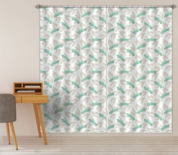 3D Green Car Leaves Pattern 98113 Kasumi Loffler Curtain Curtains Drapes
