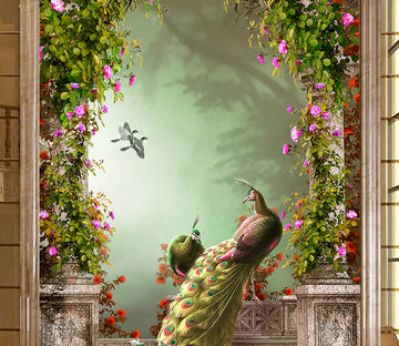 3D Flower Peacock WG002 Wall Murals
