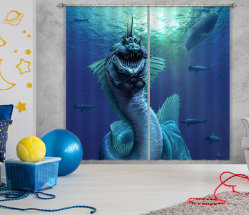 3D Sea Dragon 5069 Tom Wood Curtain Curtains Drapes