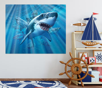 3D Deep Sea Shark 001 Jerry LoFaro Wall Sticker
