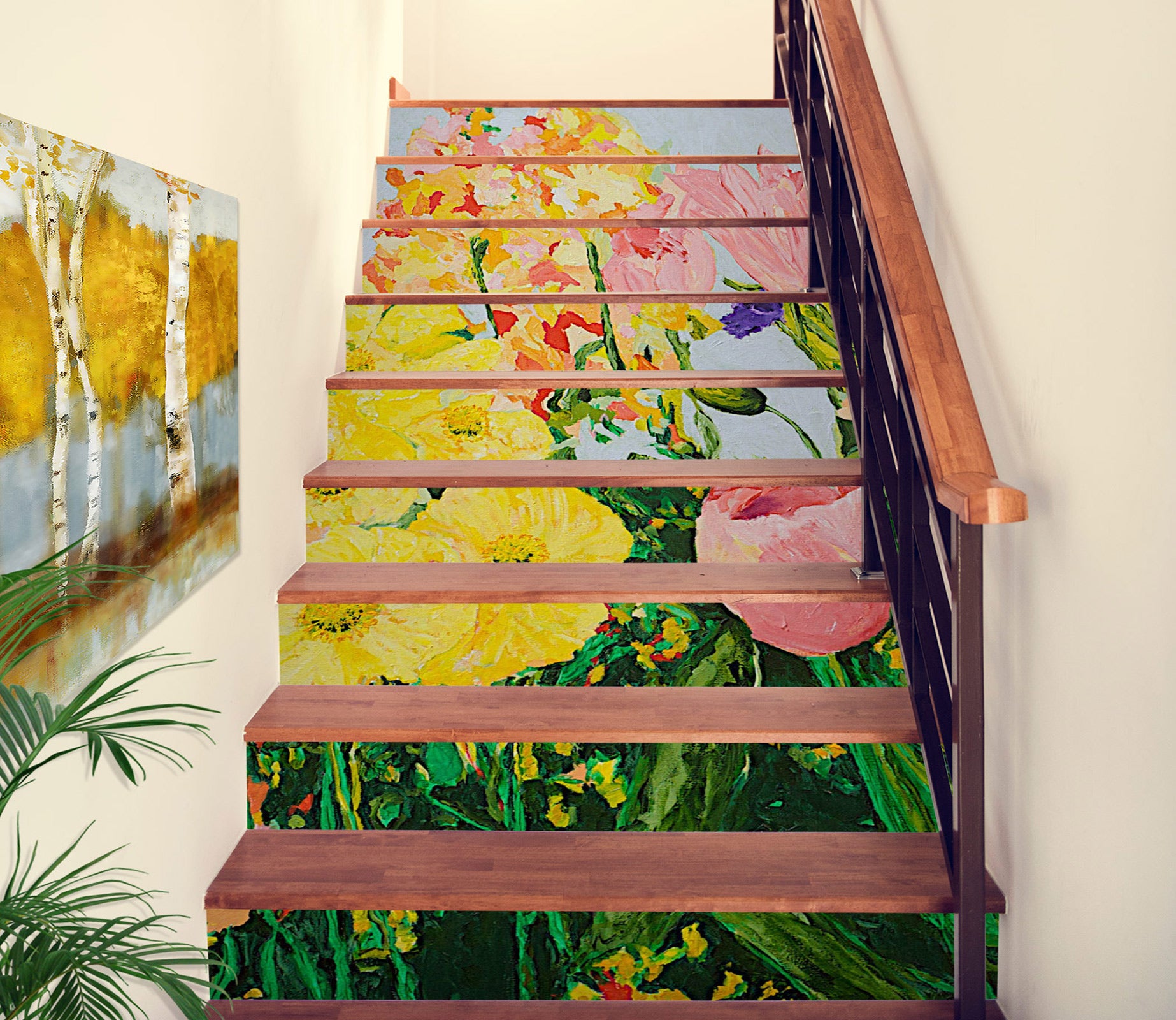 3D Yellow Pink Flowers 89204 Allan P. Friedlander Stair Risers