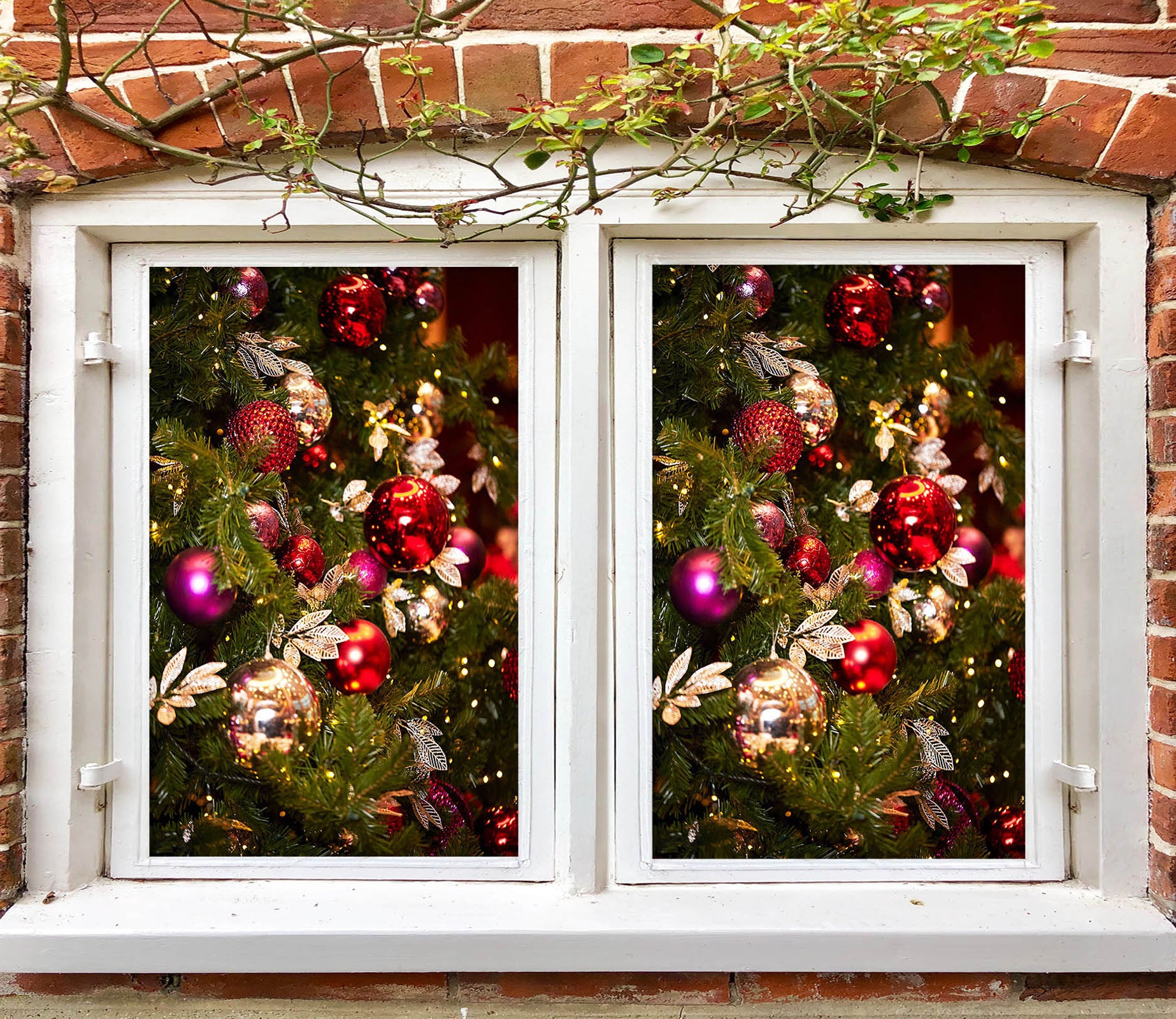 3D Christmas Tree Pendant 30062 Christmas Window Film Print Sticker Cling Stained Glass Xmas