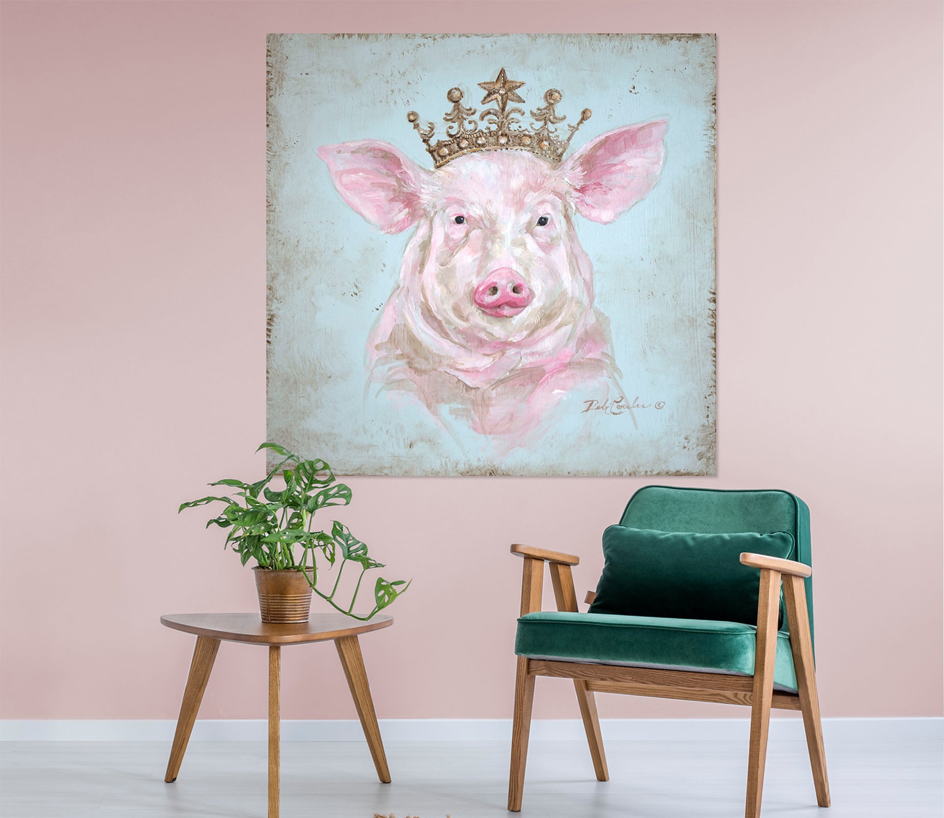 3D Pink Pig 013 Debi Coules Wall Sticker