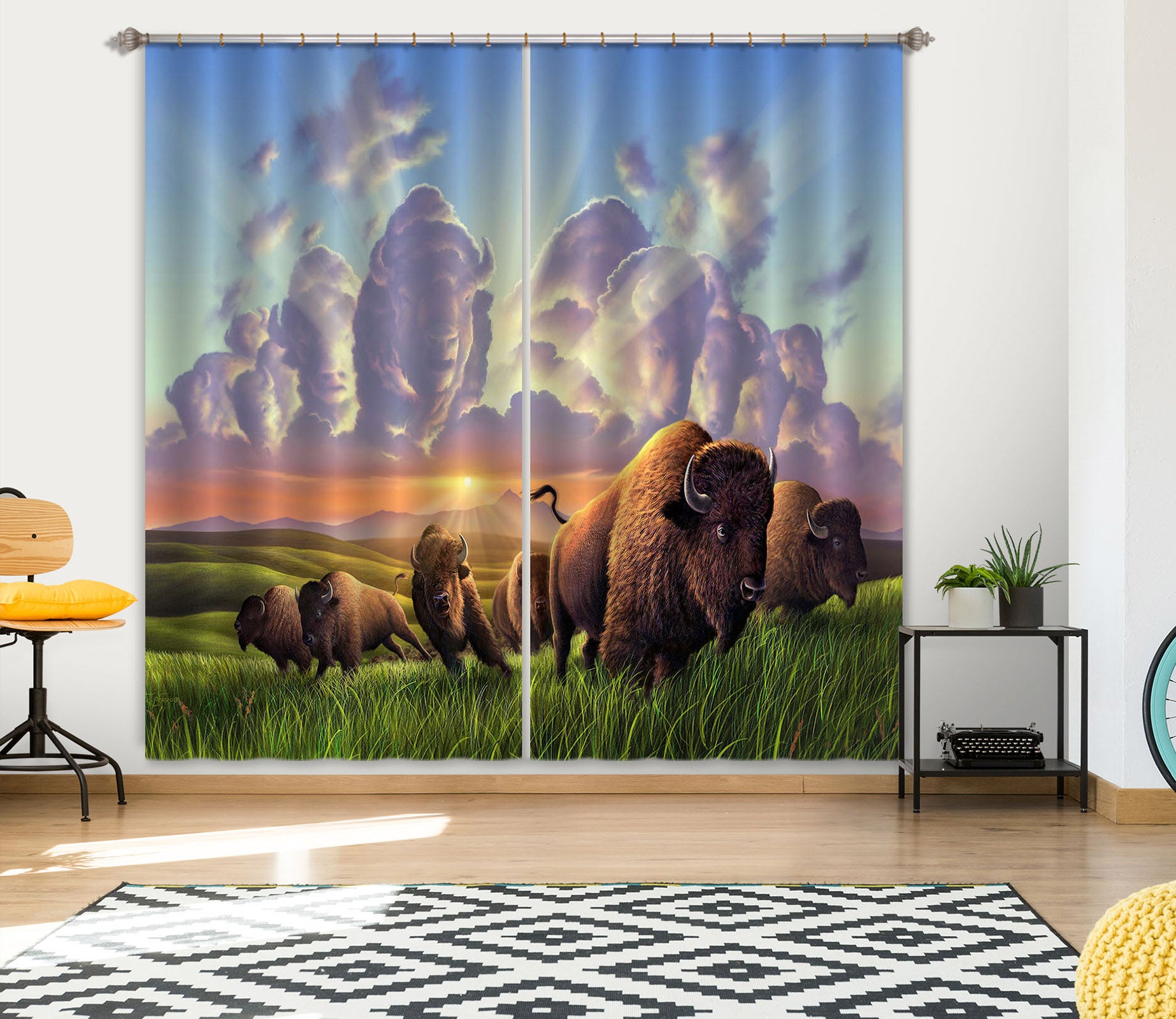 3D Stampede 047 Jerry LoFaro Curtain Curtains Drapes