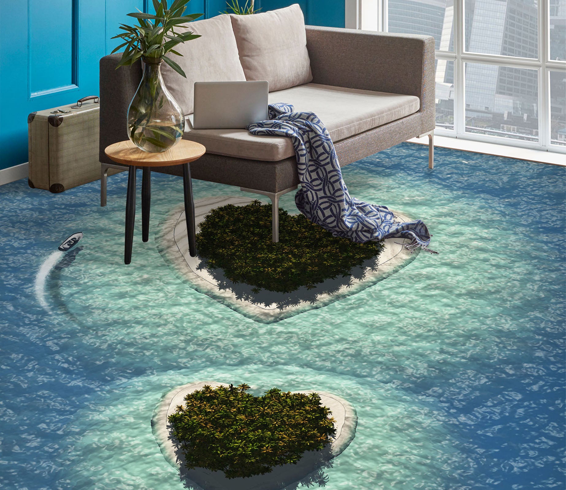 3D Love Plant Island 395 Floor Mural  Wallpaper Murals Rug & Mat Print Epoxy waterproof bath floor