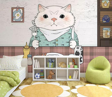 3D White Cat 542 Wall Murals Wallpaper AJ Wallpaper 2 