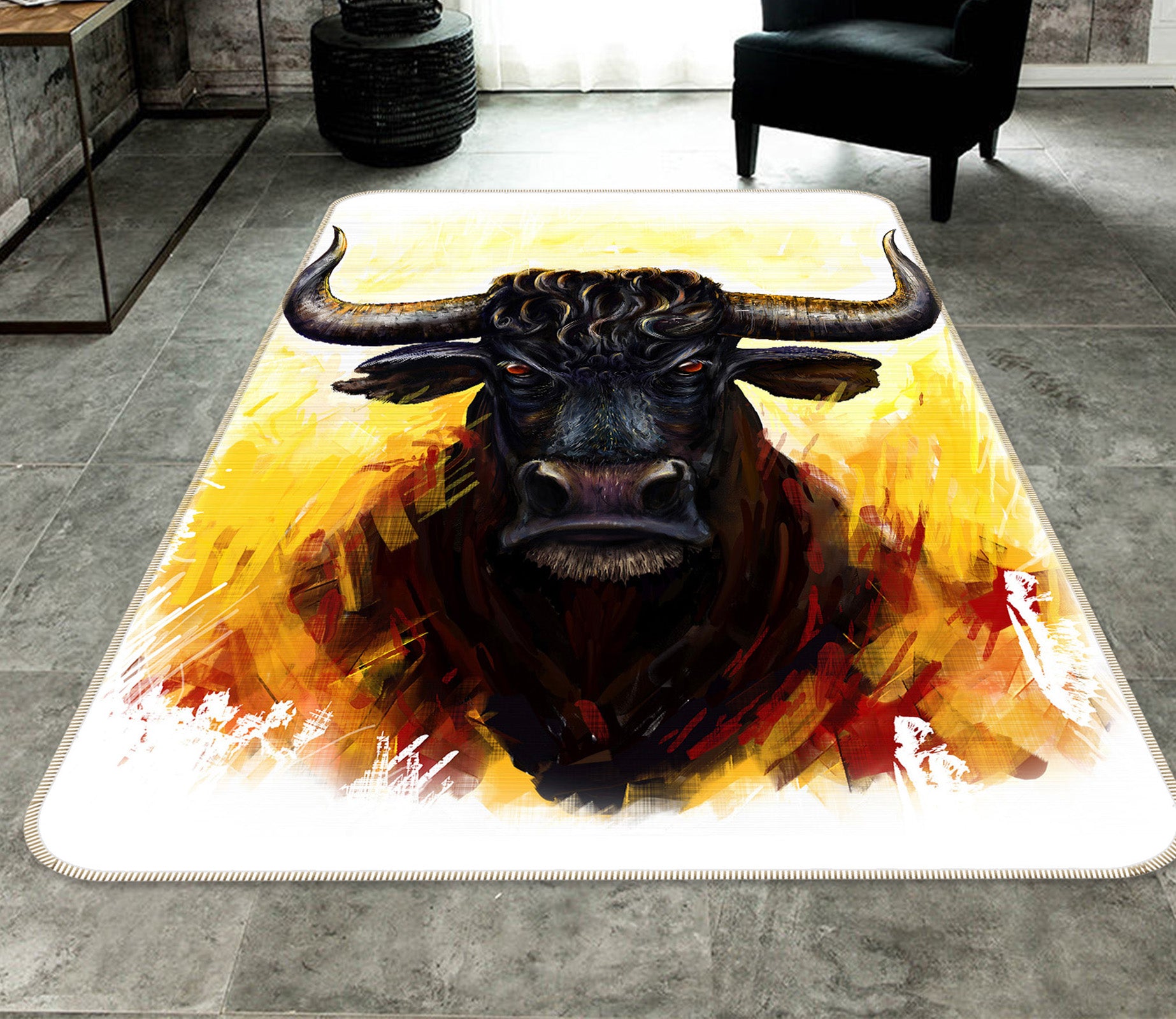 3D Black Cow 202 Animal Non Slip Rug Mat