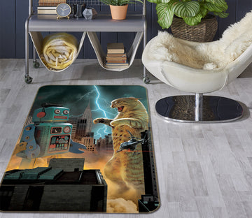 3D Catzilla Vs Robot Def 1019 Vincent Hie Rug Non Slip Rug Mat