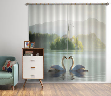 3D Swan Lake 065 Marco Carmassi Curtain Curtains Drapes