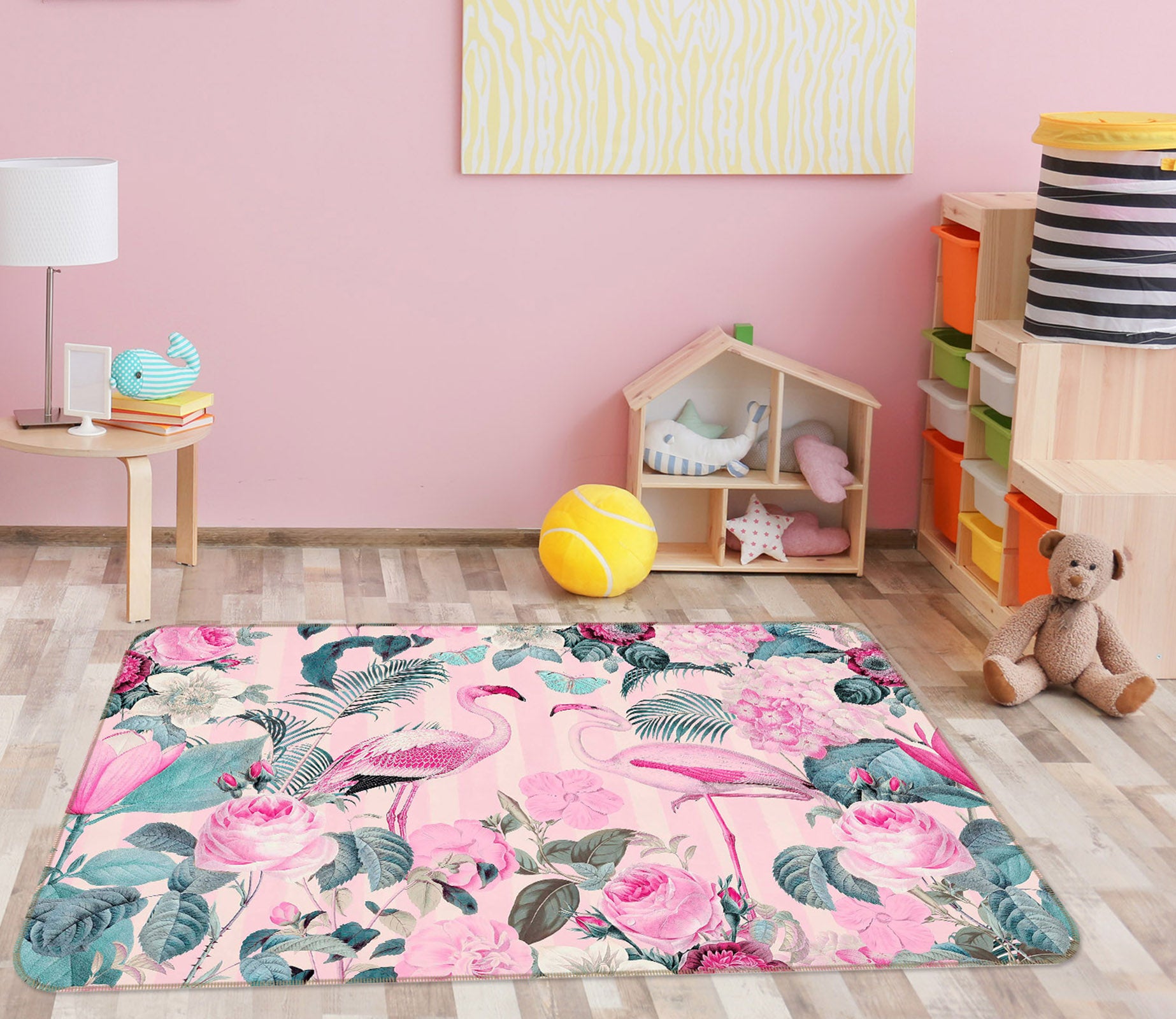 3D Pink Flamingo 1017 Andrea haase Rug Non Slip Rug Mat