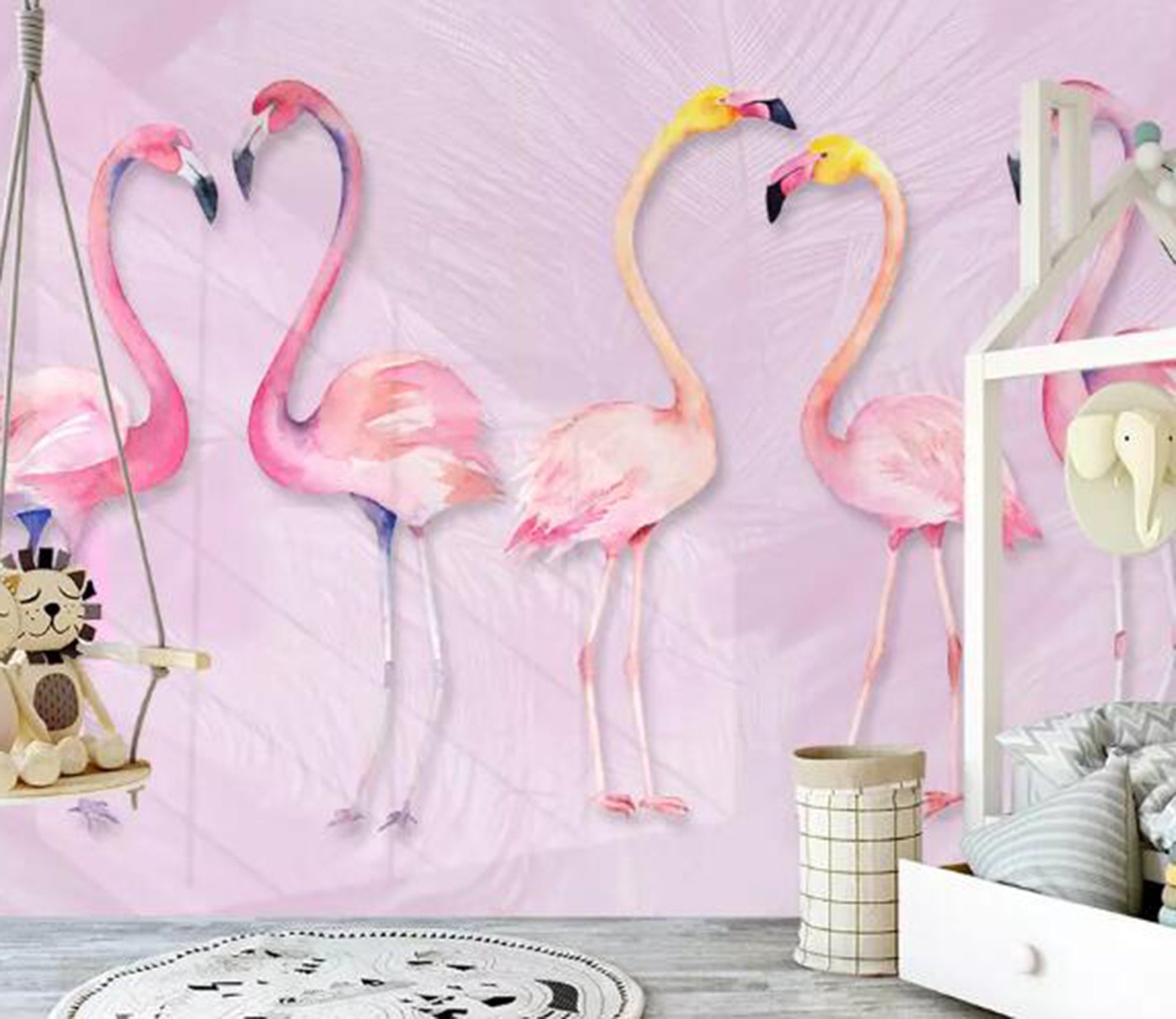 3D Pink Flamingo WG69 Wall Murals Wallpaper AJ Wallpaper 2 