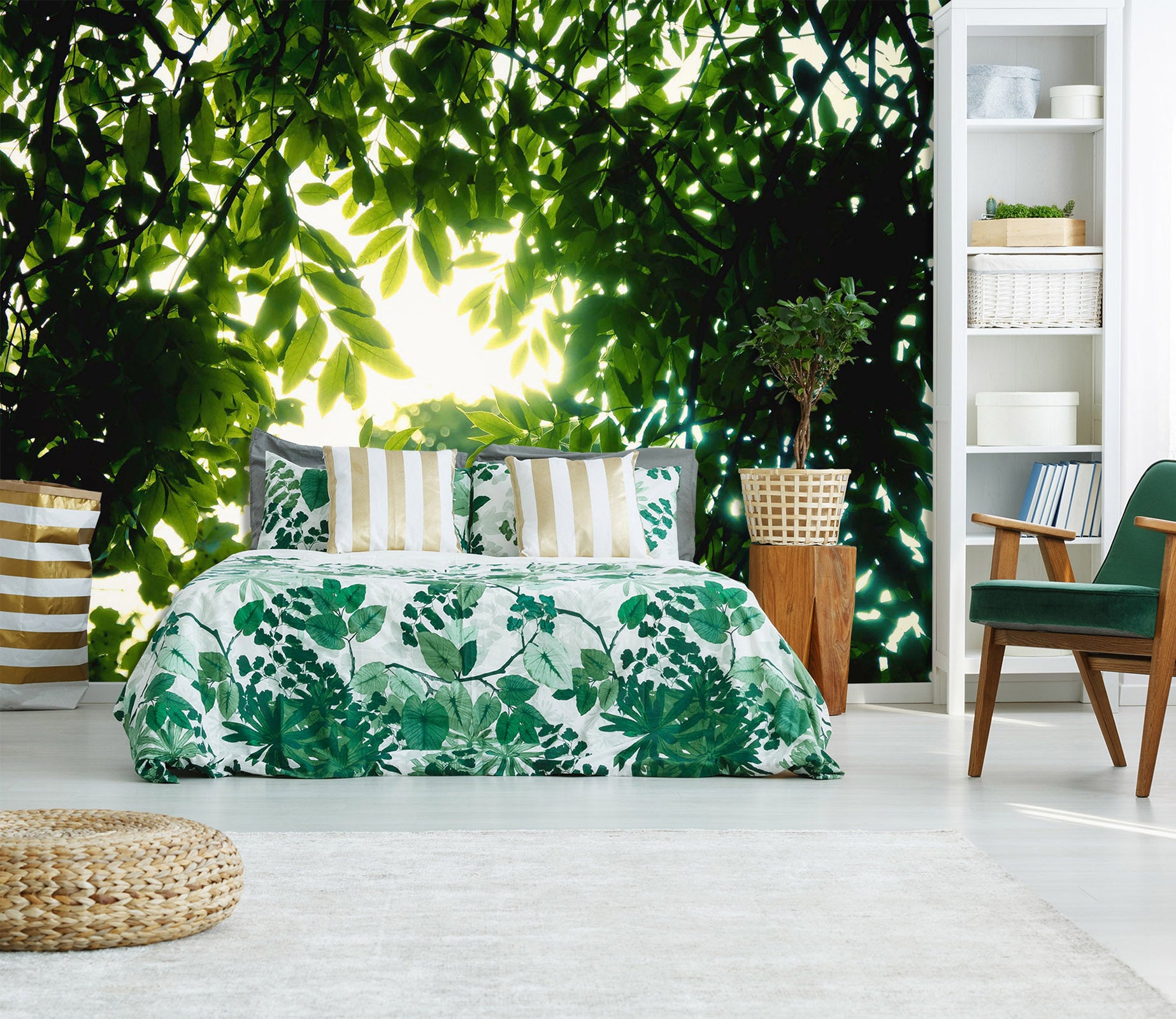 3D Leaves Sunlight 1730 Wall Murals