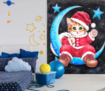 3D Christmas Cat Moon 5569 Kayomi Harai Wall Mural Wall Murals