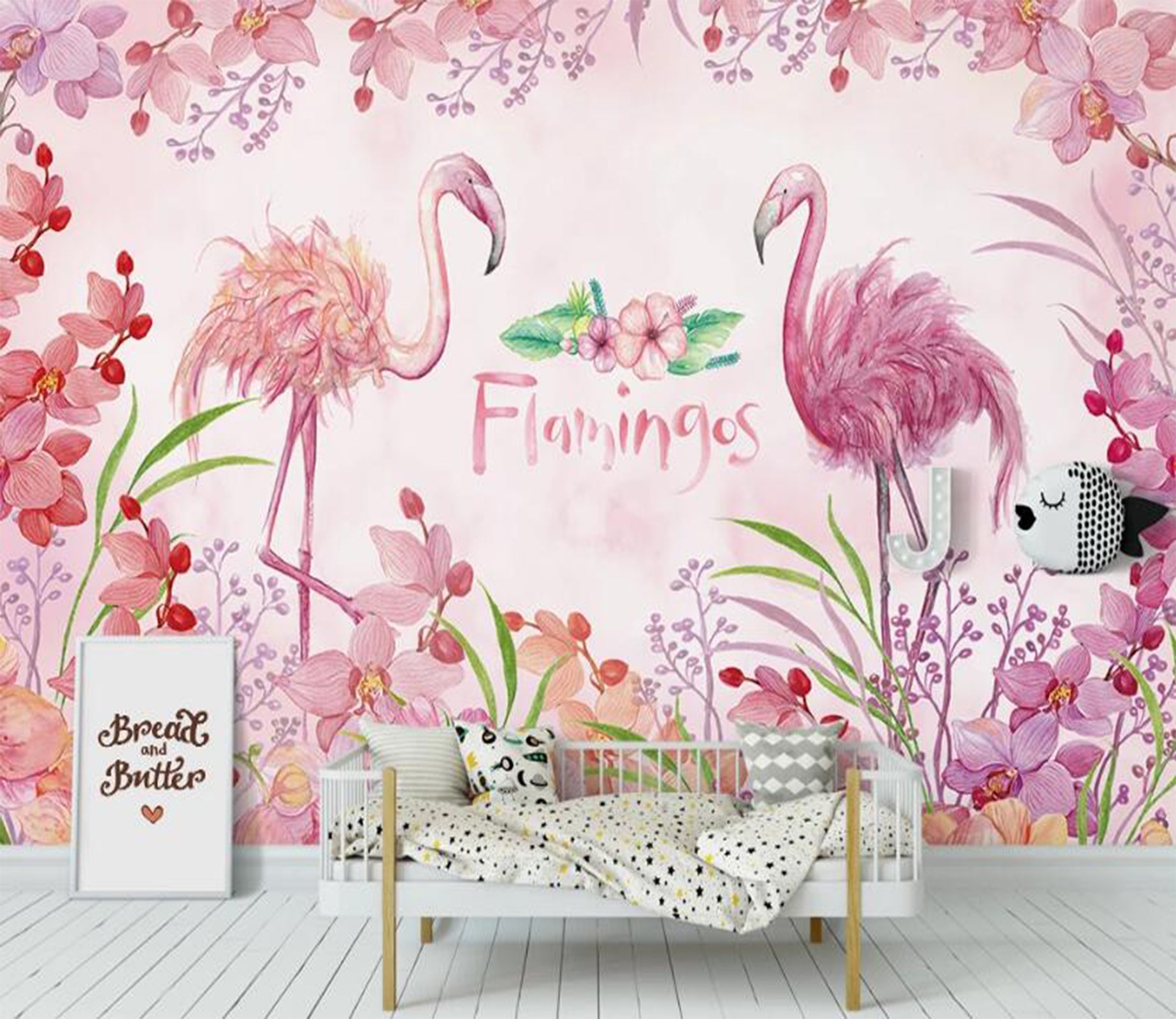 3D Flamingos With Fluffy Feathers 2419 Wall Murals