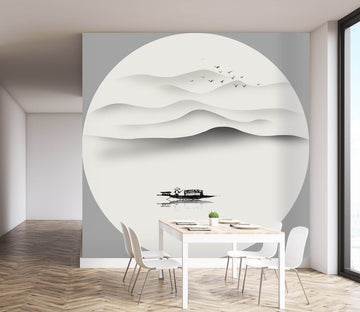 3D Landscape Boat 002 Wall Murals