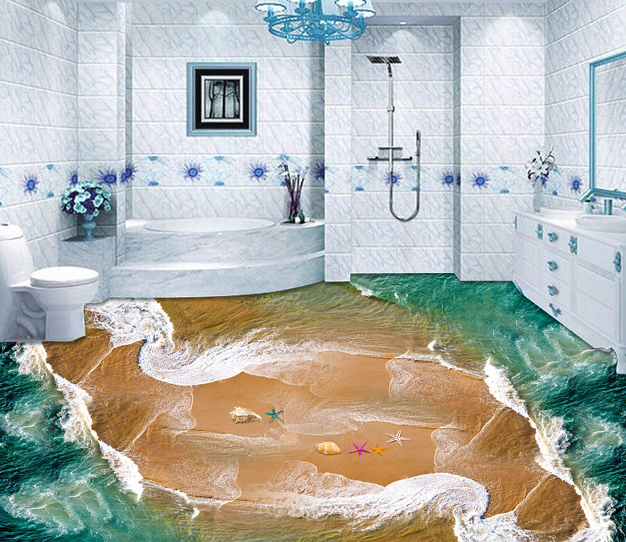 3D Shallow Waves 590 Floor Mural  Wallpaper Murals Rug & Mat Print Epoxy waterproof bath floor
