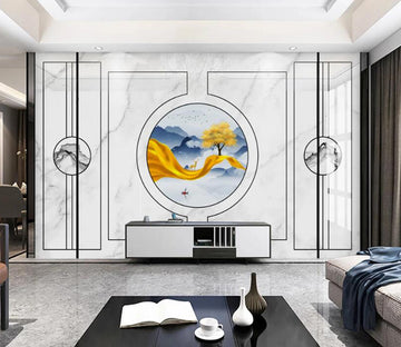 3D Round Frame Landscape 785 Wall Murals