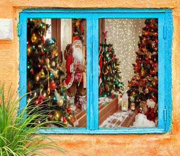 3D Santa Christmas Tree 30048 Christmas Window Film Print Sticker Cling Stained Glass Xmas