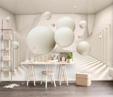 3D White Ball 249 Wall Murals Wallpaper AJ Wallpaper 2 