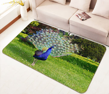 3D Peacock Lawn 120 Animal Non Slip Rug Mat