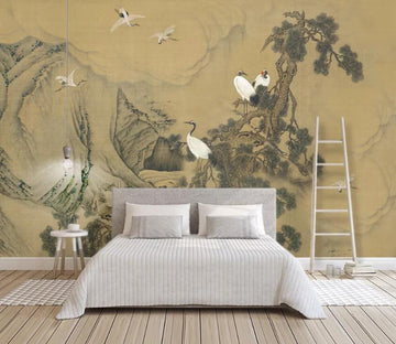 3D White Crane Valley WC77 Wall Murals Wallpaper AJ Wallpaper 2 