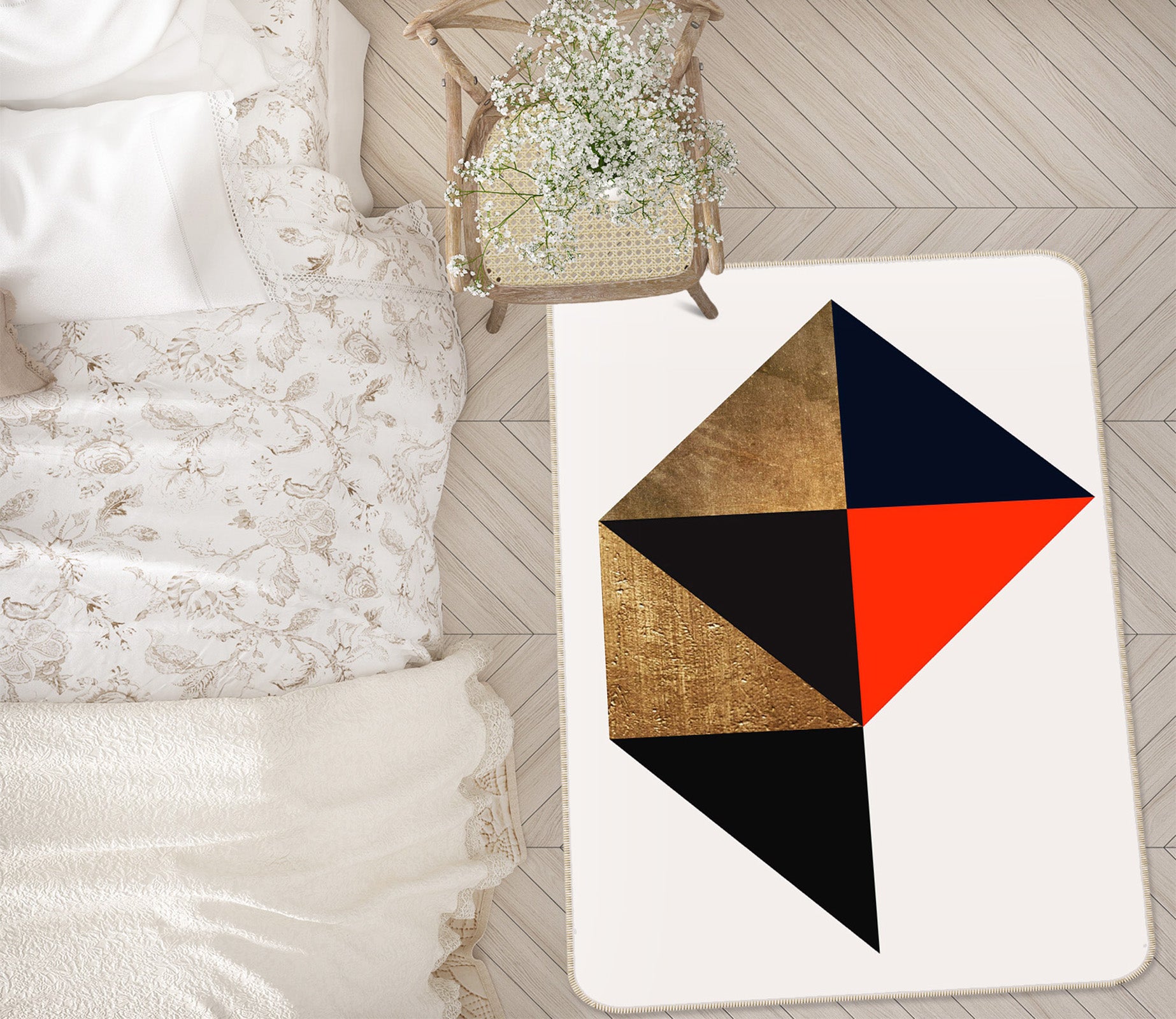 3D Golden Square 1130 Boris Draschoff Rug Non Slip Rug Mat