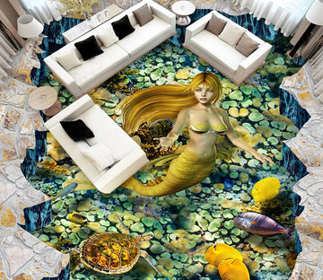 3D Beautiful Mrmaid 040 Floor Mural  Self-Adhesive Sticker Bathroom Non-slip Waterproof Flooring Murals