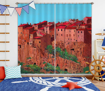 3D Red Castle 292 Allan P. Friedlander Curtain Curtains Drapes