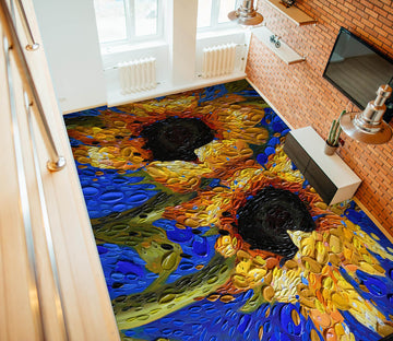 3D Sunflower 102152 Dena Tollefson Floor Mural  Wallpaper Murals Self-Adhesive Removable Print Epoxy