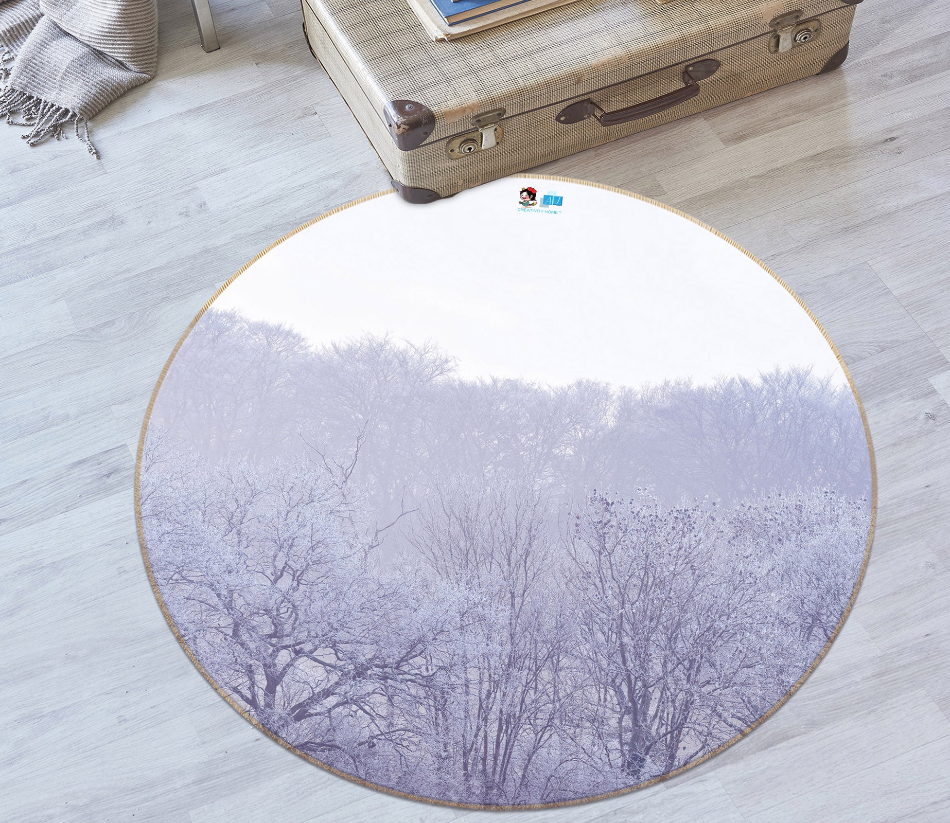 3D Fog Tree 7379 Assaf Frank Rug Round Non Slip Rug Mat
