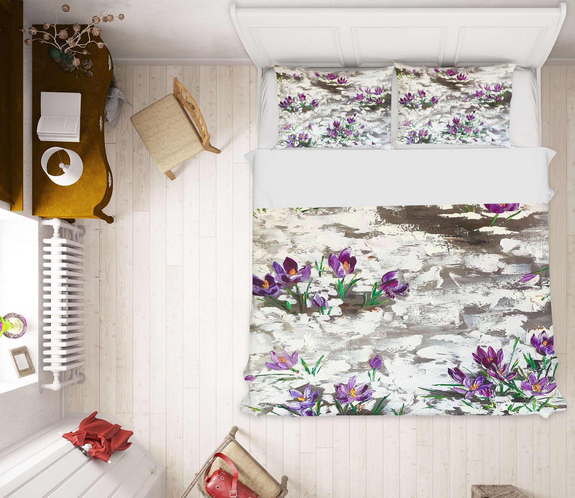 3D Purple Painted Flowers 523 Skromova Marina Bedding Bed Pillowcases Quilt