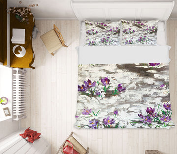 3D Purple Painted Flowers 523 Skromova Marina Bedding Bed Pillowcases Quilt