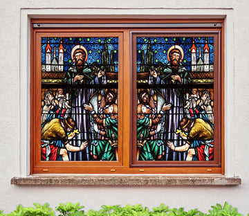3D Christian Religion 153 Window Film Print Sticker Cling Stained Glass UV Block
