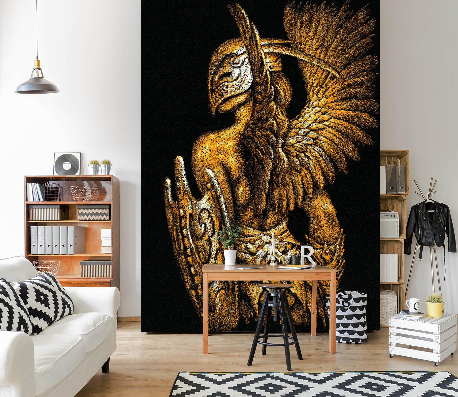 3D Wing Shield Mask Man 7127 Ciruelo Wall Mural Wall Murals