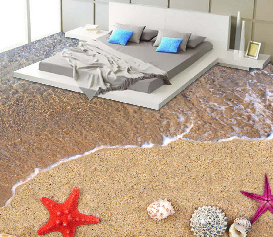 3D Red Starfish 605 Floor Mural  Wallpaper Murals Rug & Mat Print Epoxy waterproof bath floor