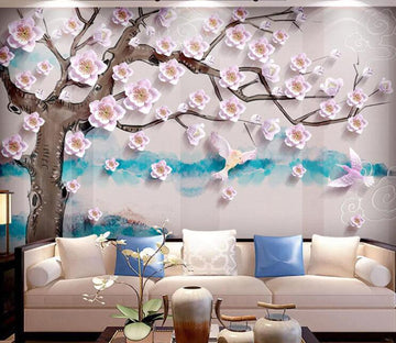3D White Flowers WC67 Wall Murals Wallpaper AJ Wallpaper 2 