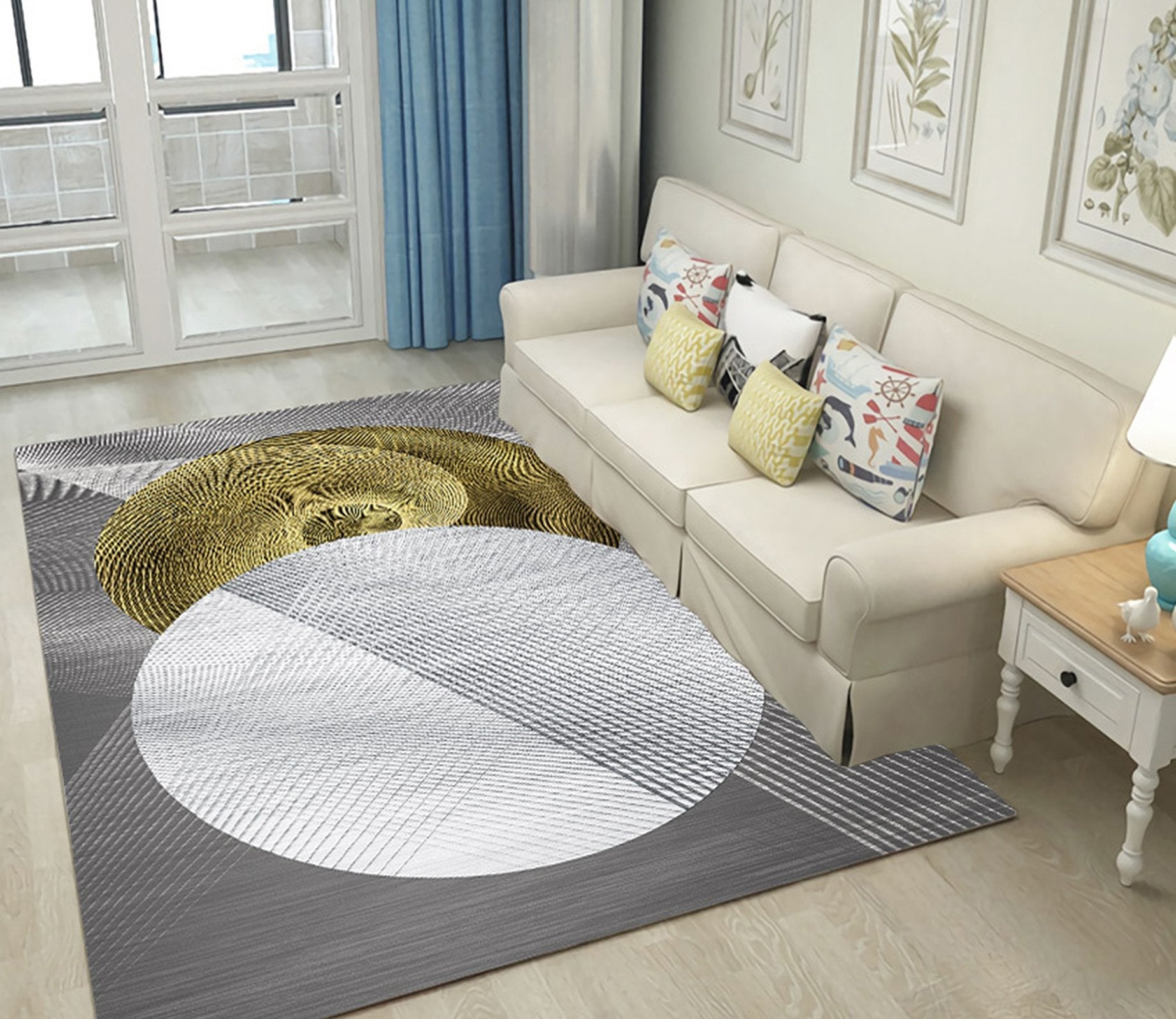 3D Light Round Shape WG408 Non Slip Rug Mat Mat AJ Creativity Home 