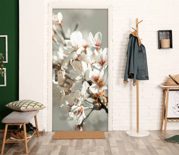 3D White Flowers Branch 106221 Assaf Frank Door Mural