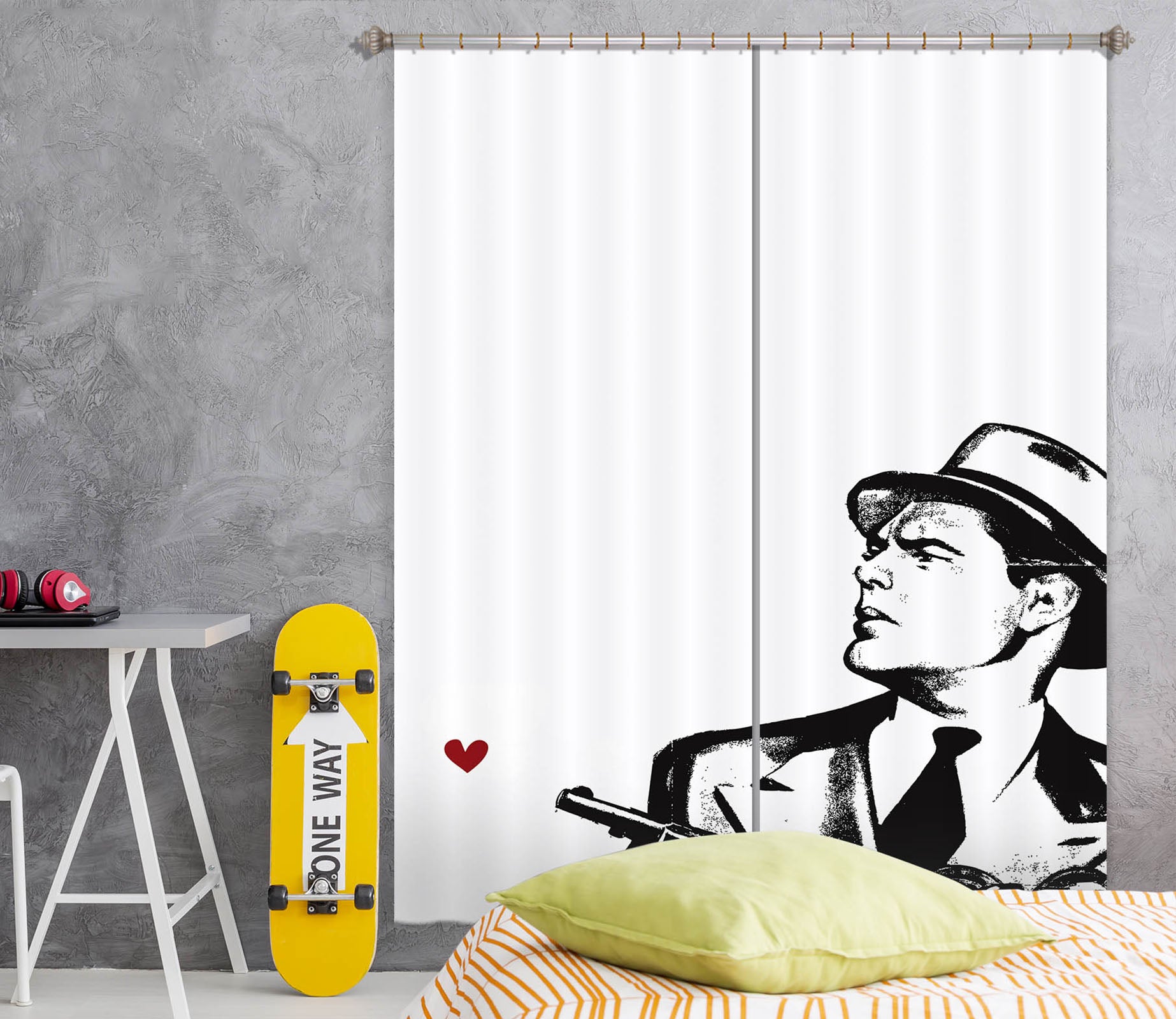 3D Man Heart 1036 Boris Draschoff Curtain Curtains Drapes