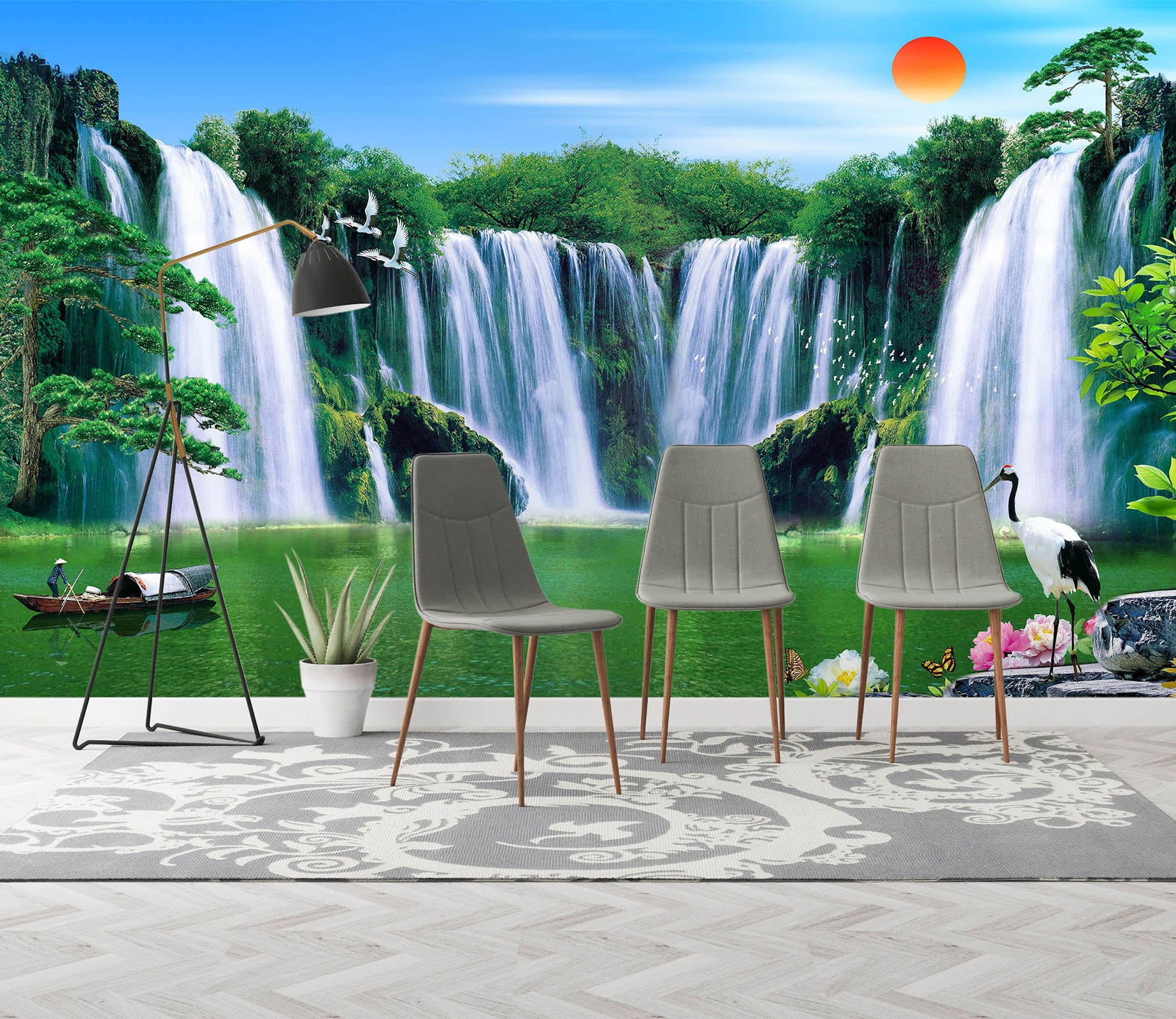 3D Landscape Waterfall 1503 Wall Murals