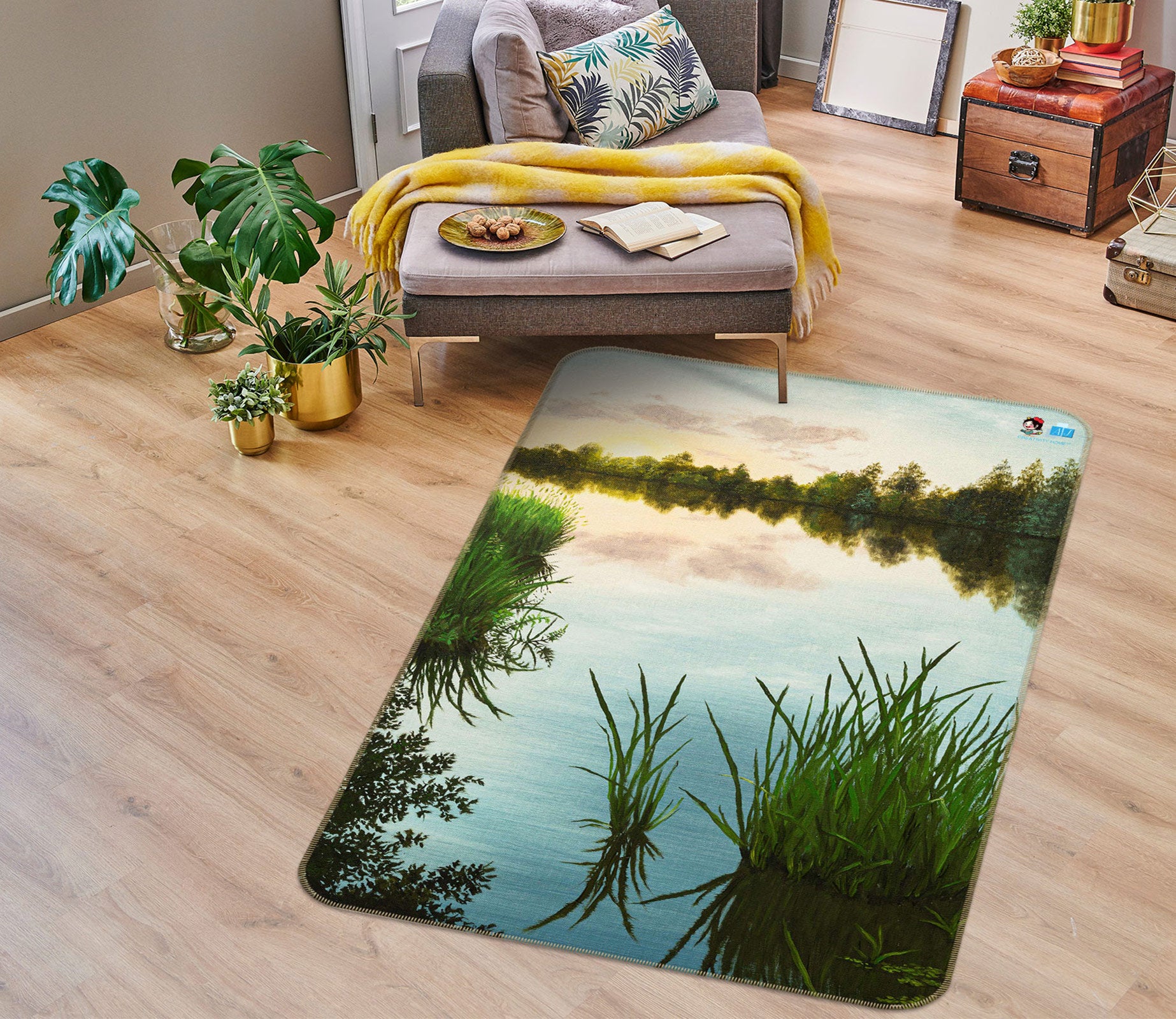 3D Riverside Grass 18107 Marina Zotova Rug Non Slip Rug Mat