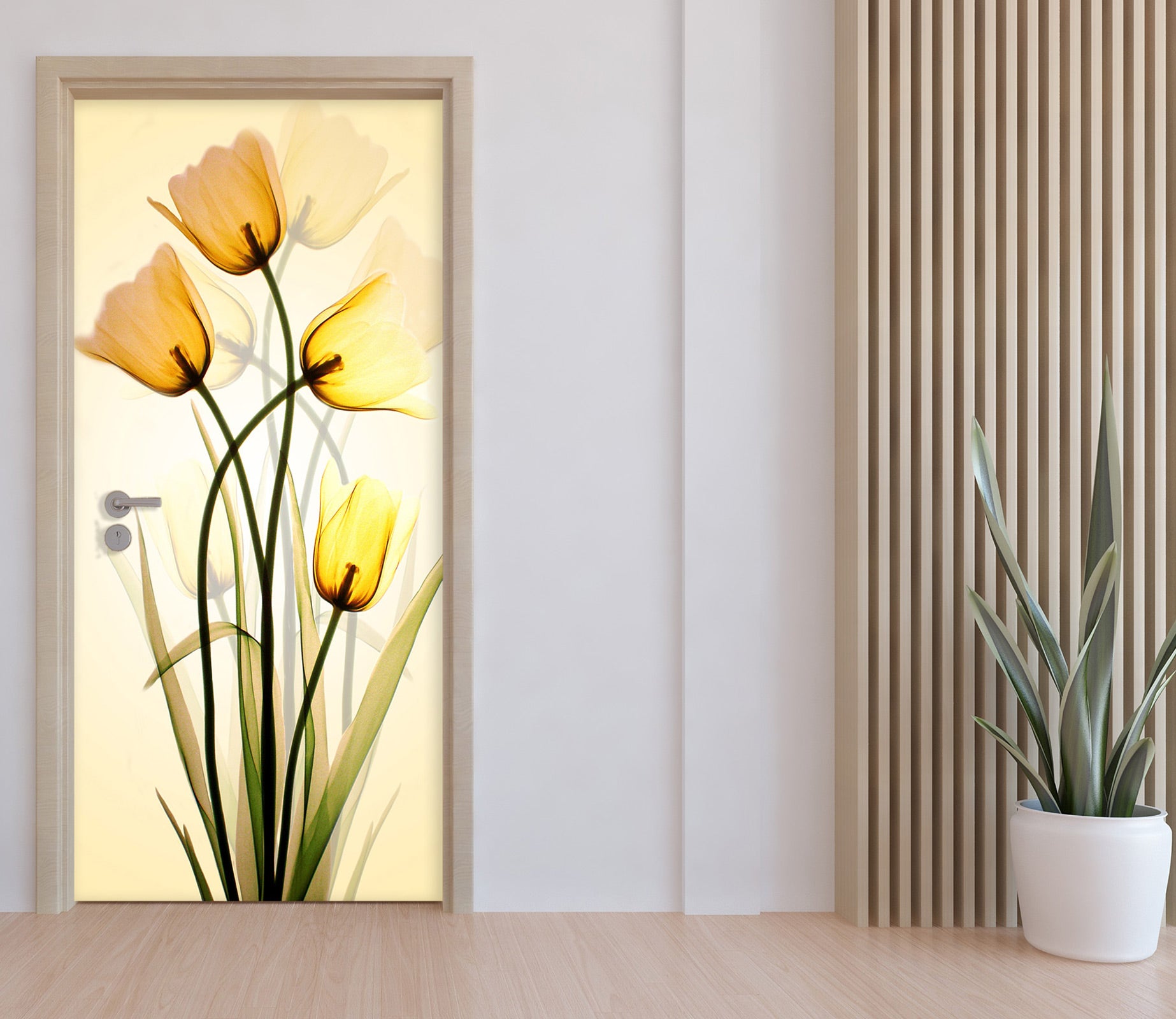 3D Yellow Tulip 061 Door Mural