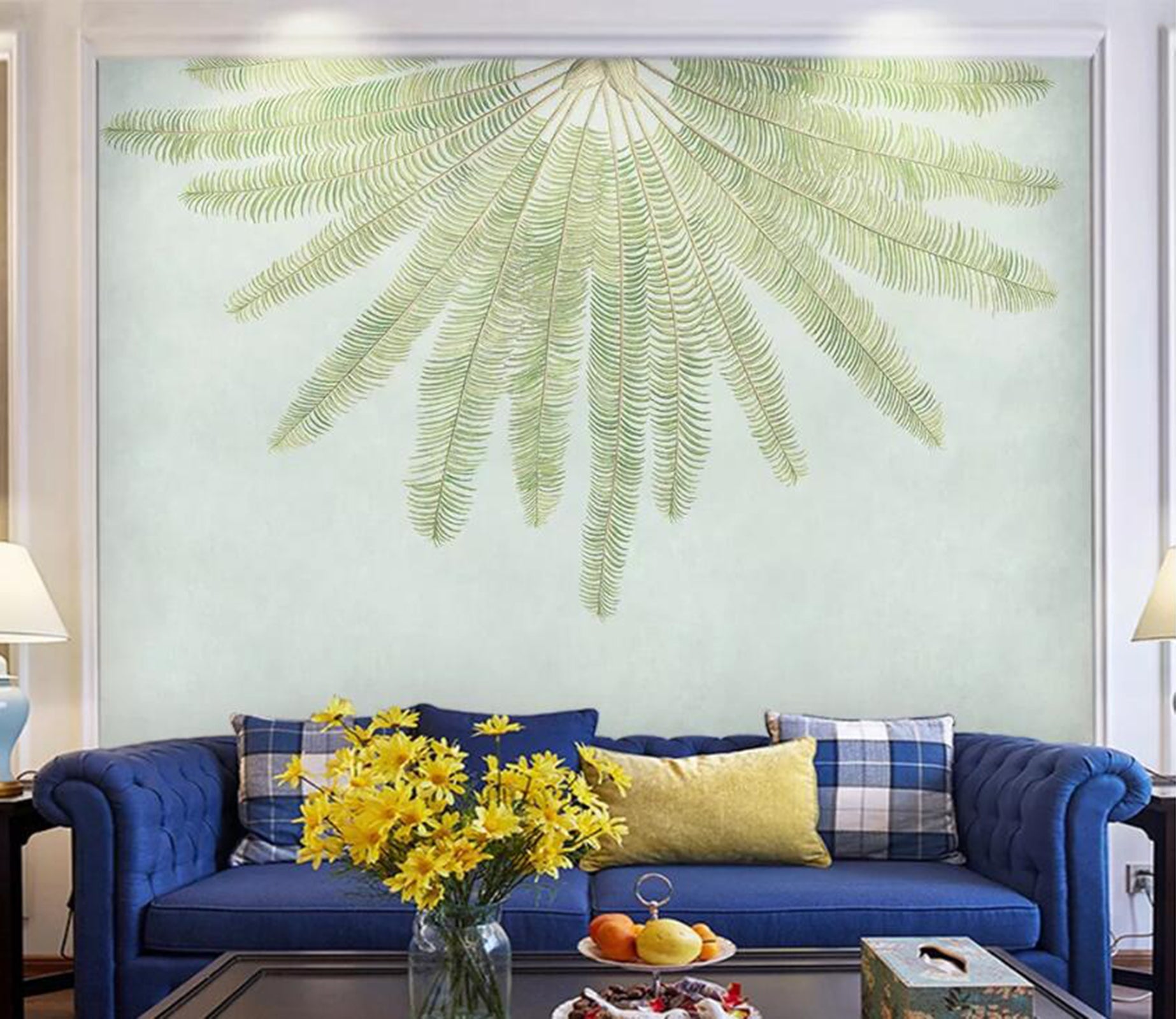 3D Fan-shaped Leaves WC44 Wall Murals Wallpaper AJ Wallpaper 2 