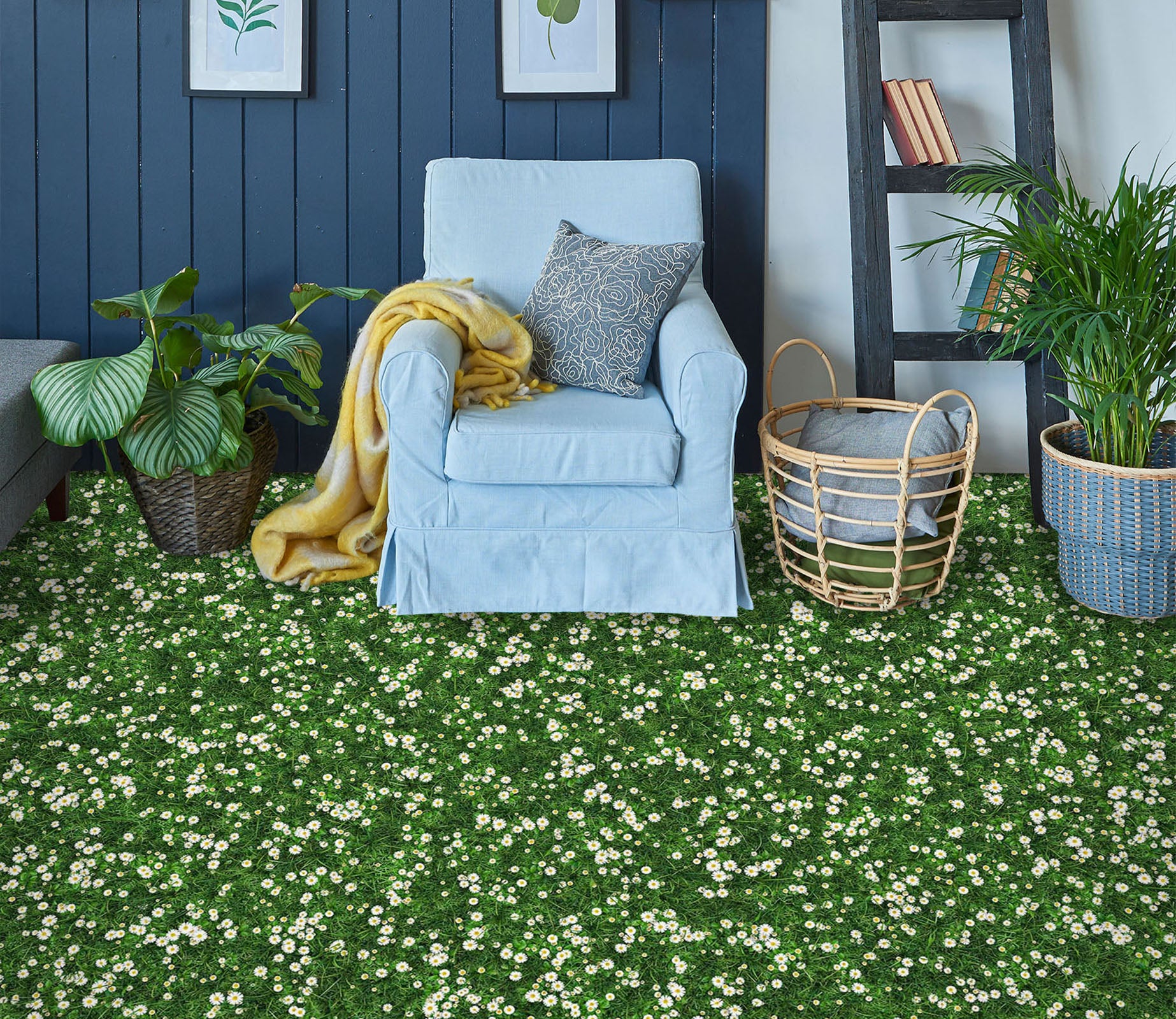 3D Little White Flowers 057 Floor Mural  Wallpaper Murals Rug & Mat Print Epoxy waterproof bath floor