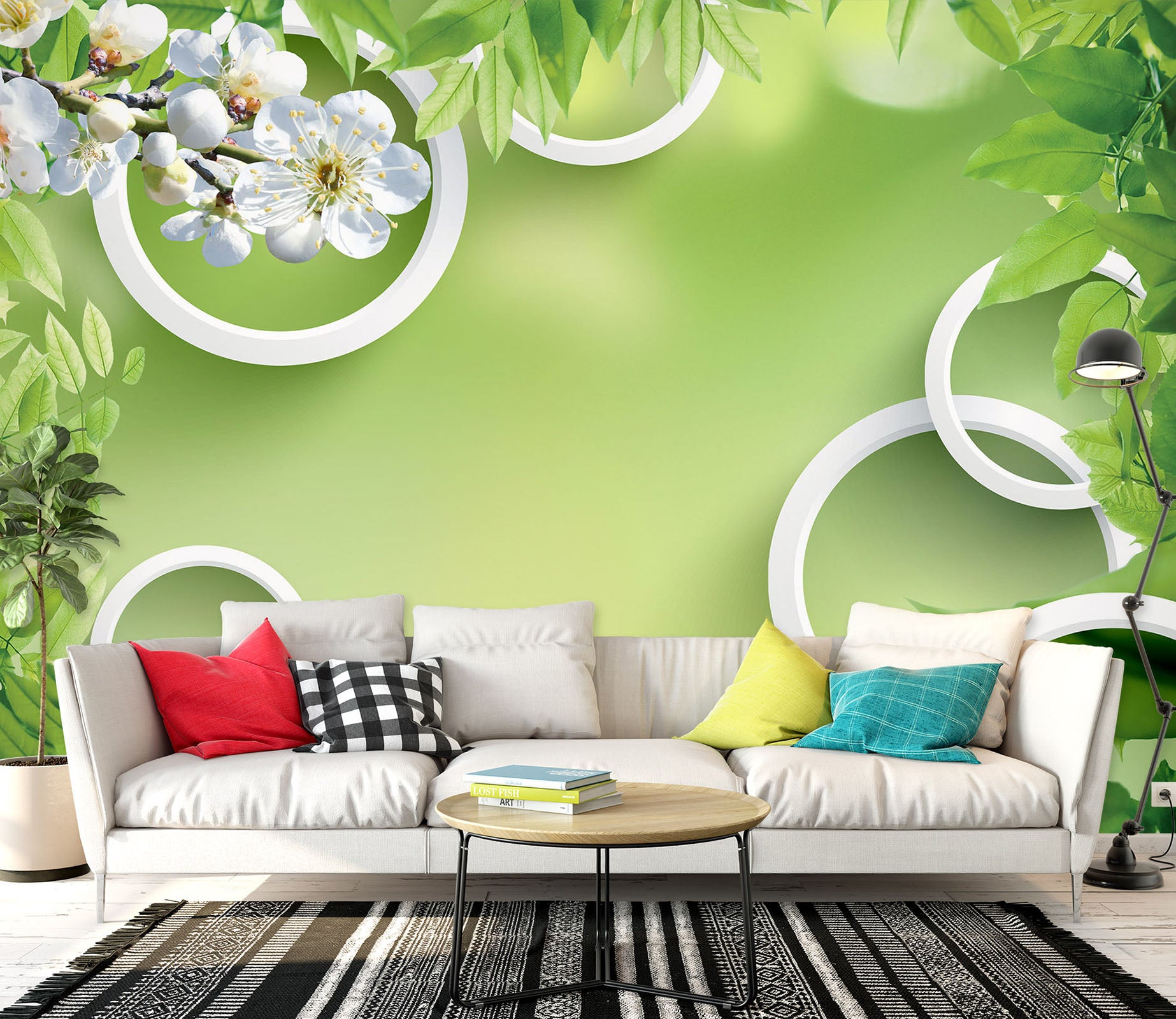 3D Green Leaf 1496 Wall Murals