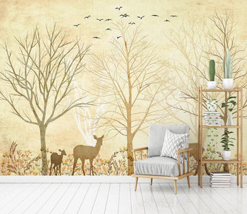 3D Yellow Shadow Forest 2083 Wall Murals