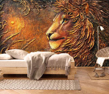 3D Rich Golden Lion 2045 Wall Murals