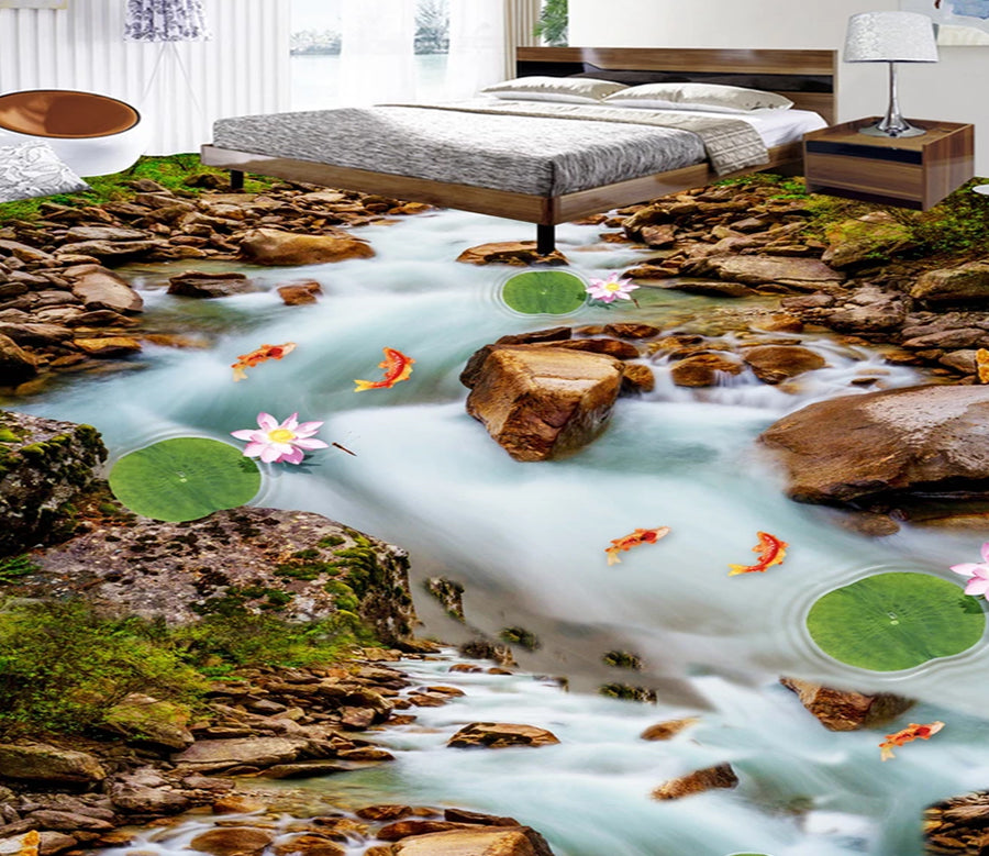 3D Lotus Flower 545 Floor Mural  Wallpaper Murals Rug & Mat Print Epoxy waterproof bath floor