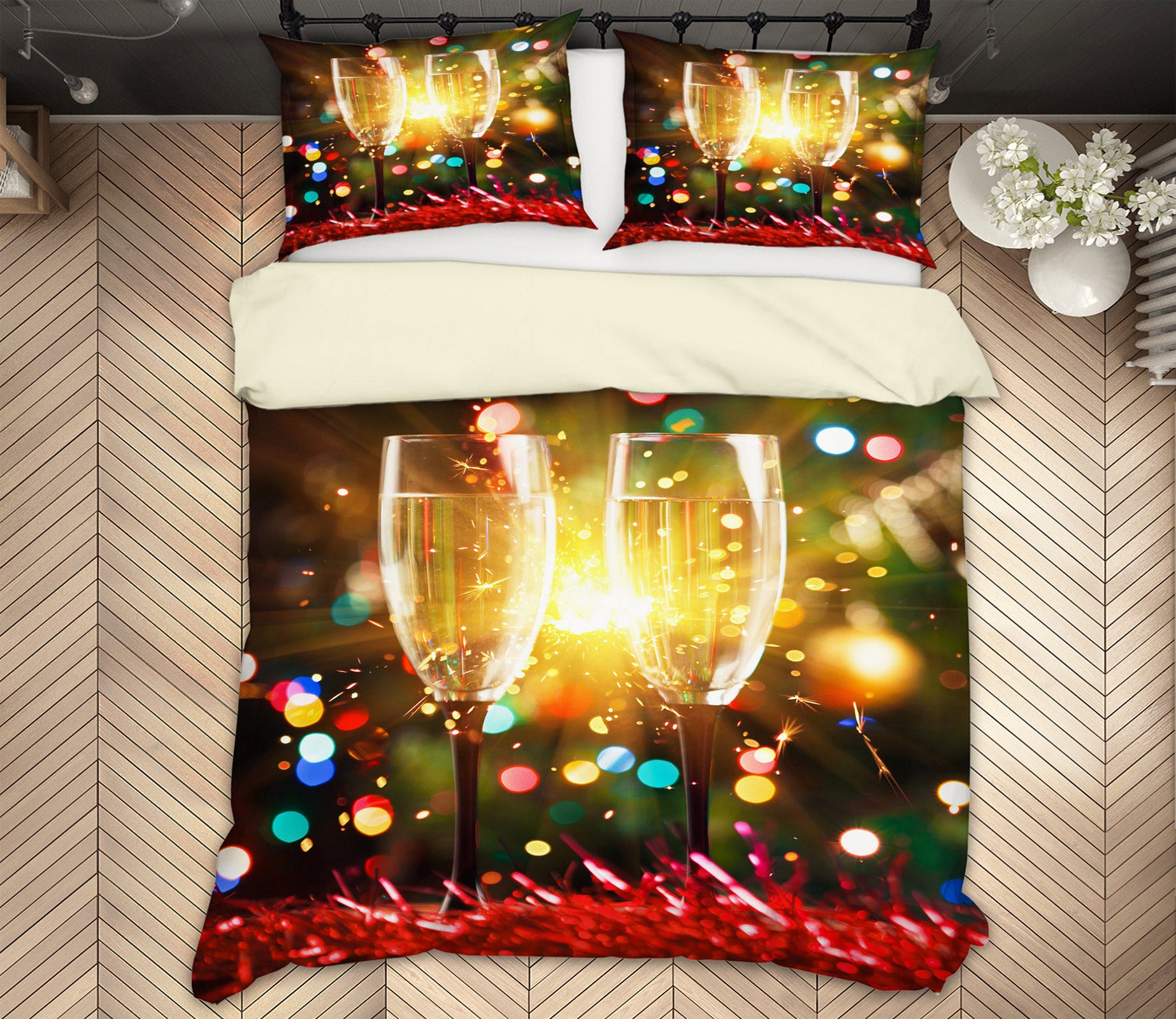 3D Wine Glass 52122 Christmas Quilt Duvet Cover Xmas Bed Pillowcases